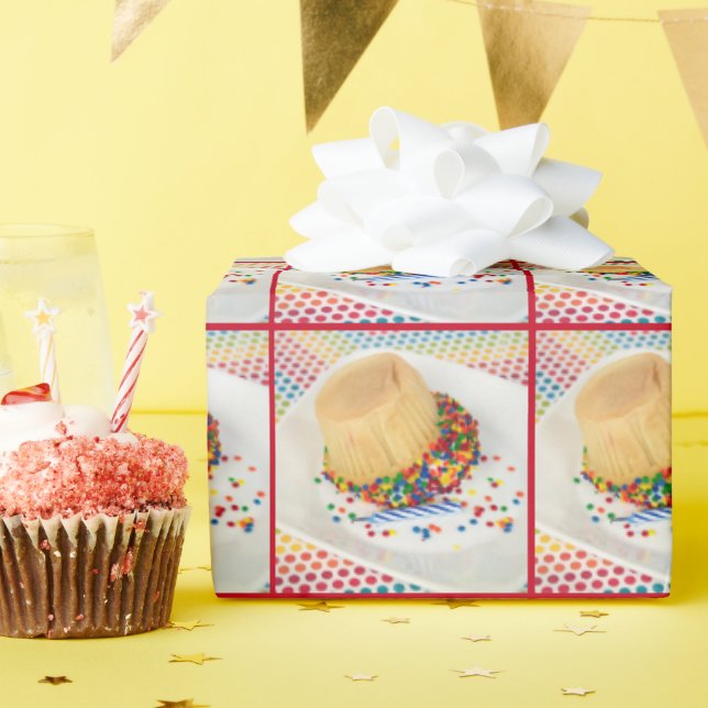 Upside Down Birthday Cupcake Wrapping Paper (Birthday Party)