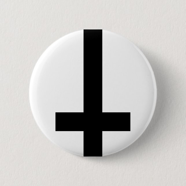 Upside Down Cross 6 Cm Round Badge (Front)