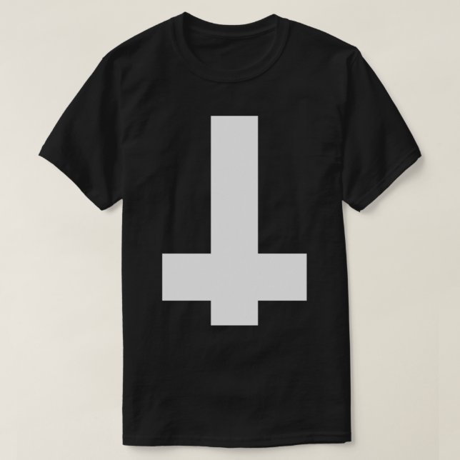 Upside Down Cross Black T-Shirt (Design Front)