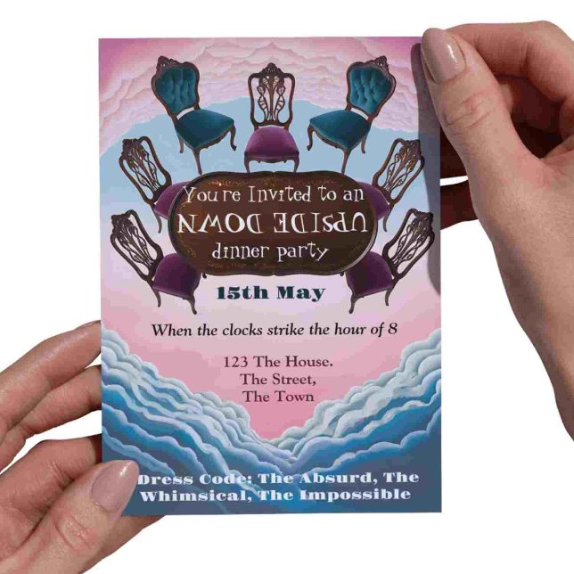 upside down dinner party, Modern Surrealism Invitation (Creator Uploaded)