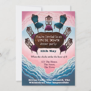 upside down dinner party, Modern Surrealism Invitation