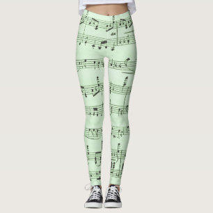 Upside Down Green Sheet Music Leggings