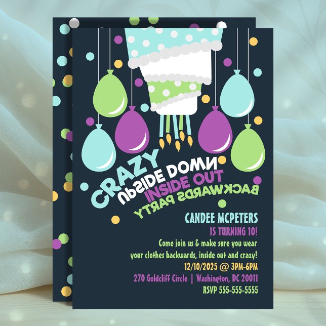 Upside Down Inside Out Backwards  Party Invitation (Upside Down Inside Out Backwards Party Invitation
)
