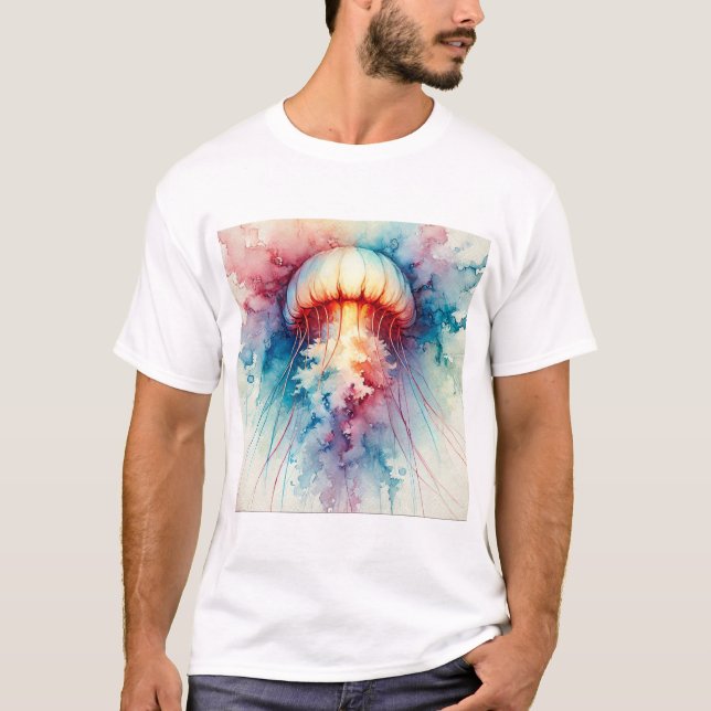 Upside Down Jellyfish 050824AREF123 - Watercolor T-Shirt (Front)