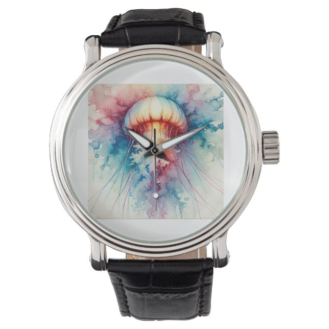 Upside Down Jellyfish 050824AREF123 - Watercolor Watch (Front)