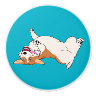 Upside-down Laughing Corgi Cartoon Ceramic Knob