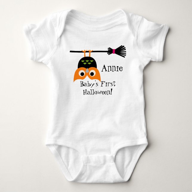 Upside Down Owl Halloween Baby Bodysuit (Front)