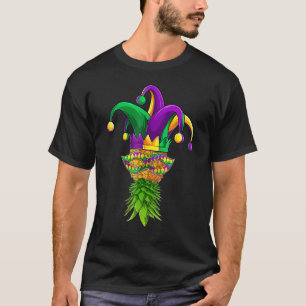 Upside Down Pineapple Mardi Gras Jester Hat Mask P T-Shirt