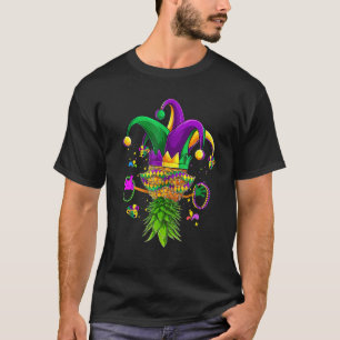 Upside Down Pineapple Mask Mardi Gras Shirt Kids M