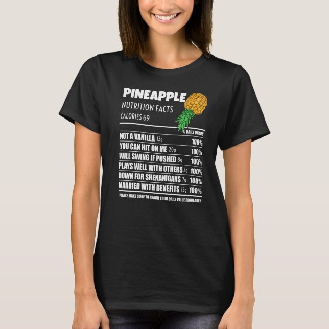 Upside Down Pineapple Pineapple Nutrition Facts Sw T-Shirt (Front)