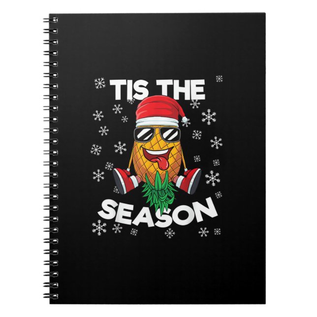 Upside Down Pineapple Santa Tis Season Christmas S Notebook (Front)