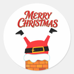 Upside Down Santa Classic Round Sticker
