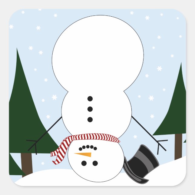 Upside-down Snowman Square Sticker (Front)