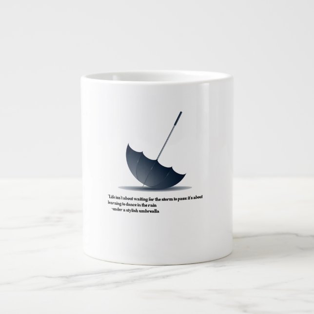 Upside Down Umbrella Large Coffee Mug (Front)