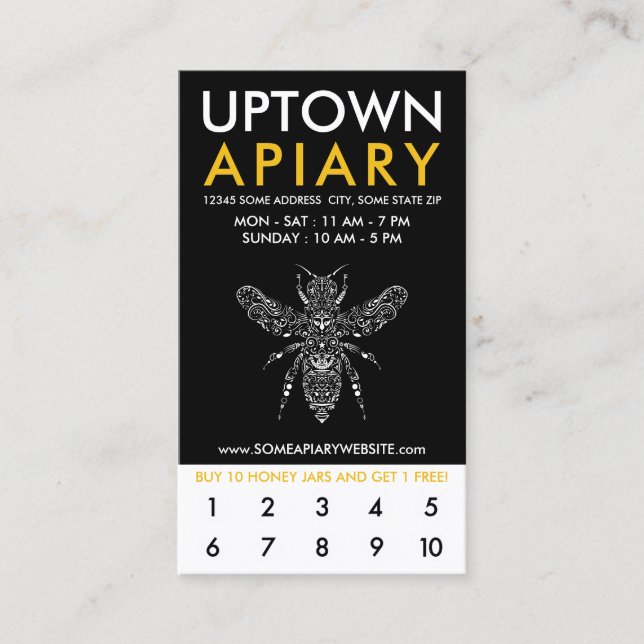 uptown APIARY loyalty Card (Front)