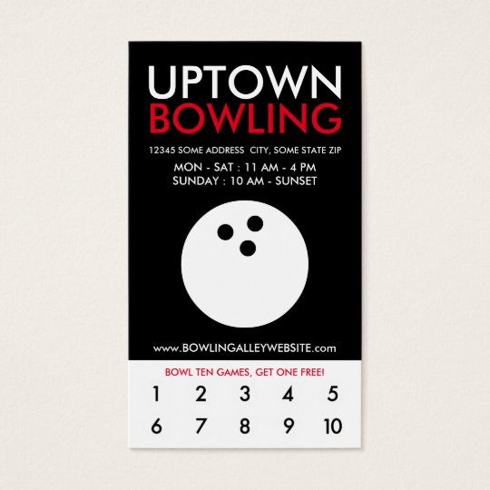uptown bowling loyalty business card