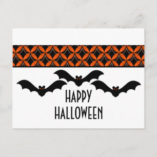 Uptown Glam Bats Halloween Postcard
