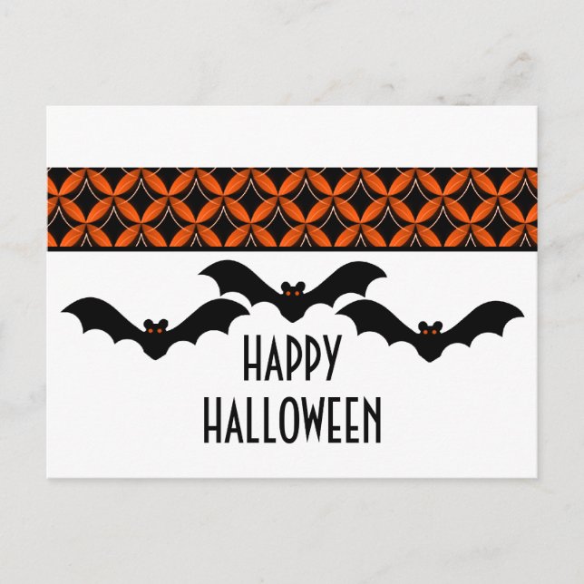 Uptown Glam Bats Halloween Postcard (Front)