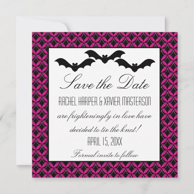 Uptown Glam Bats Halloween Save the Date Invite (Front)