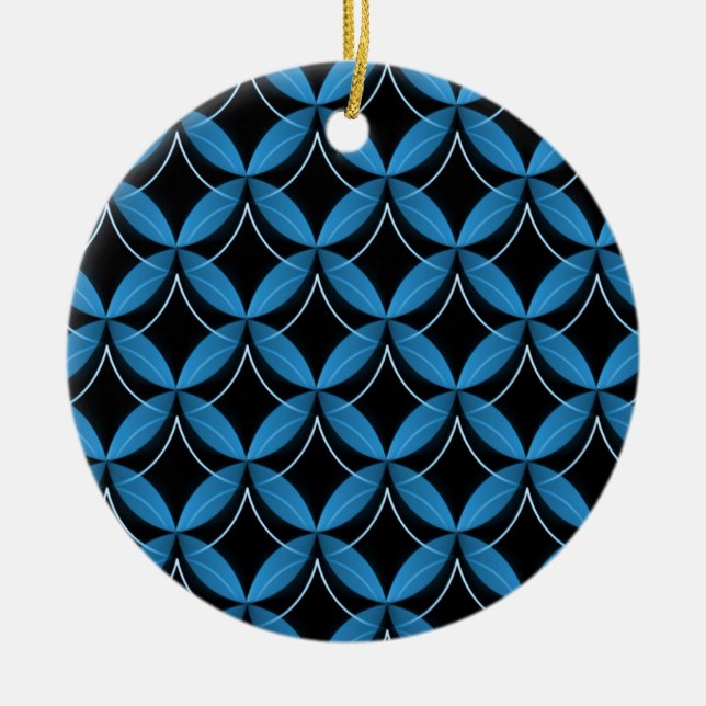Uptown Glam Christmas Ornament, Royal Blue Ceramic Tree Decoration (Front)