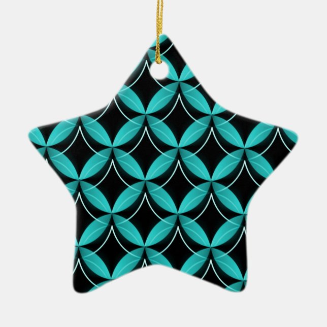 Uptown Glam Star Ornament, Turquoise Ceramic Tree Decoration (Front)