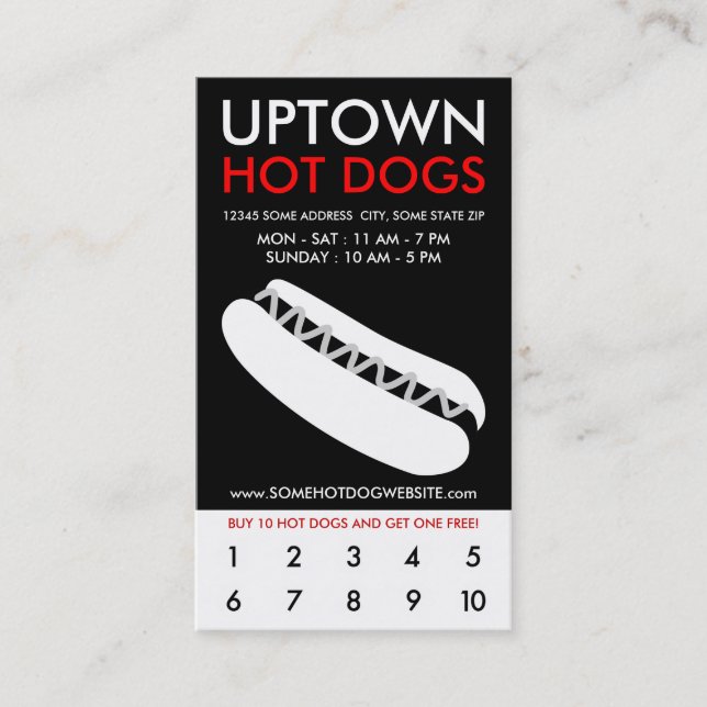 uptown hot dogs loyalty card (Front)
