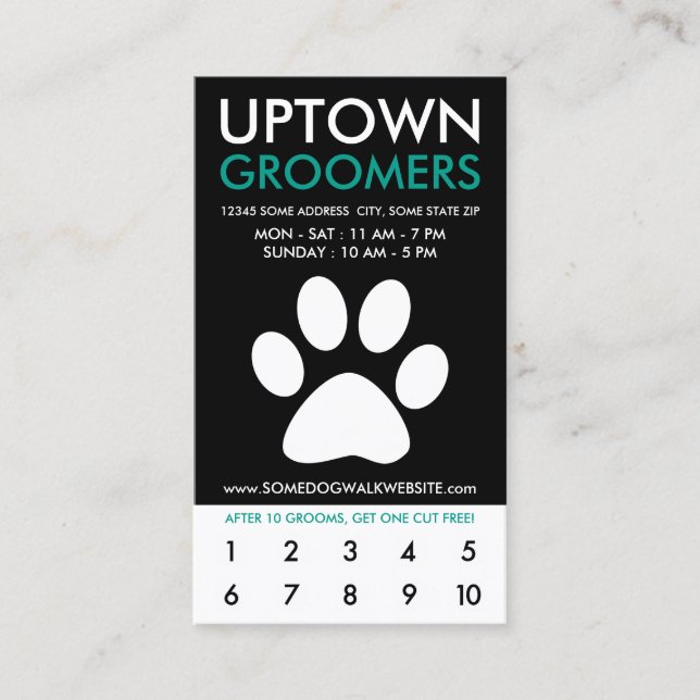 uptown pet grooming loyalty card (Front)