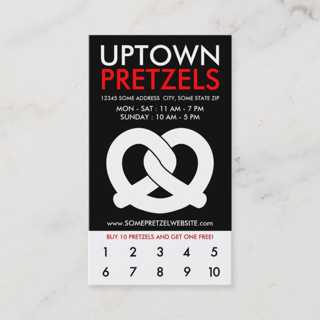 uptown soft pretzels loyalty card (Front)