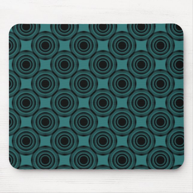 Uptown Trendy Circles Mousepad, Turquoise Mouse Mat (Front)