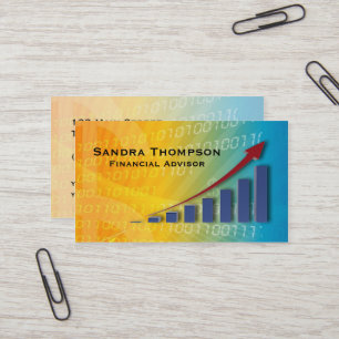Upward Chart Blue Yellow Financial Advisor Business Card