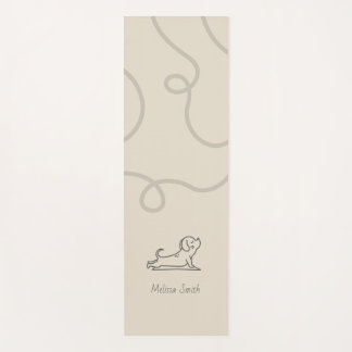 Upward Dog Pose Minimalistic Puppy Beige Custom  Yoga Mat