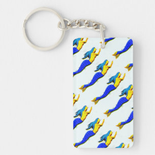 upward swimming blue-tail mermaids key ring