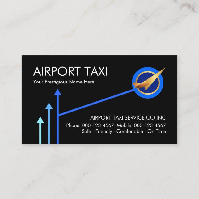 Upwards Sky Arrows Airport Plane Runway Business Card (Front)