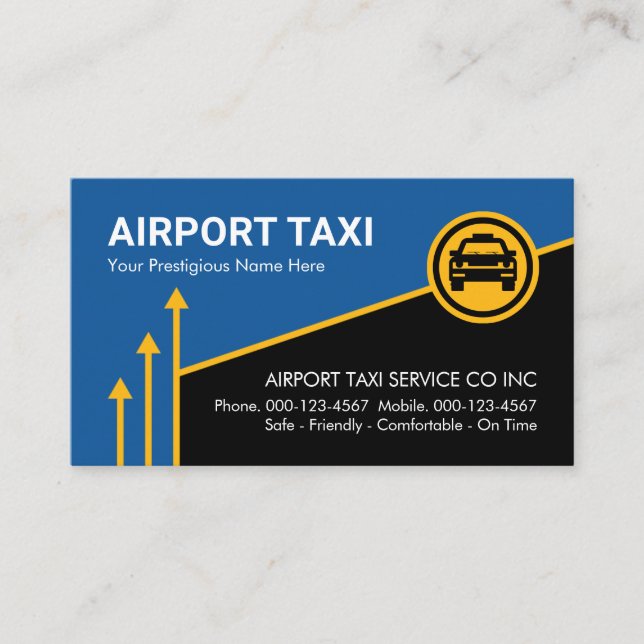 Upwards Yellow Sky Arrows Airport Runway Business Card (Front)