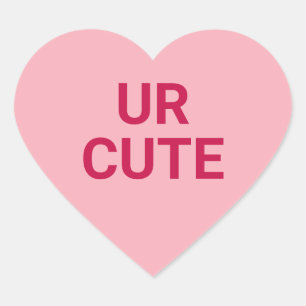 Ur cute pink fun cute Valentine's Day conversation Heart Sticker