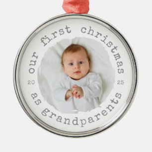 ur First Christmas as Grandparents 2025 Grandbaby  Metal Tree Decoration