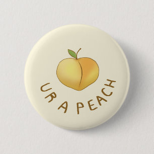 ur has peach 6 cm round badge
