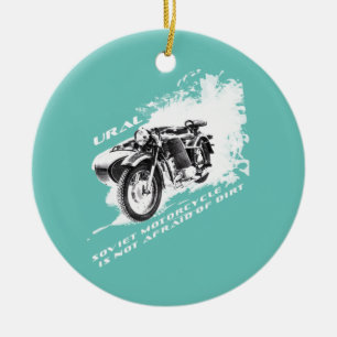 Ural Motorcycle With Sidecar Is Not Afraid Of Dirt Ceramic Tree Decoration