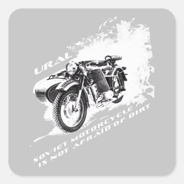 Ural Motorcycle With Sidecar Is Not Afraid Of Dirt Square Sticker (Front)