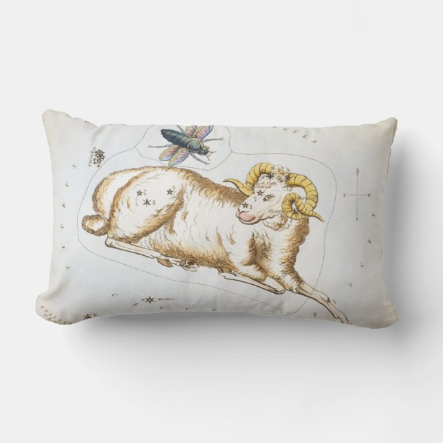 Urania's Mirror, Vintage Aries Constellation Lumbar Cushion (Front)