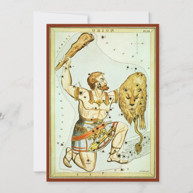 Urania's Mirror, Vintage Astronomy Celestial Map Invitation (Front)