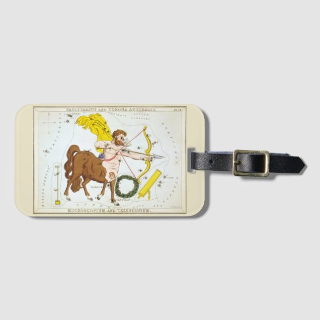 Urania's Mirror, Vintage Sagittarius Constellation Luggage Tag (Front Horizontal)
