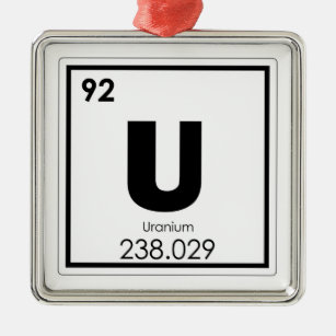 Uranium chemical element symbol chemistry formula metal tree decoration