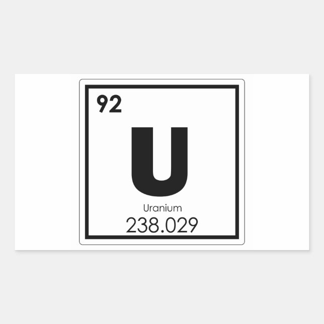 Uranium chemical element symbol chemistry formula rectangular sticker (Front)