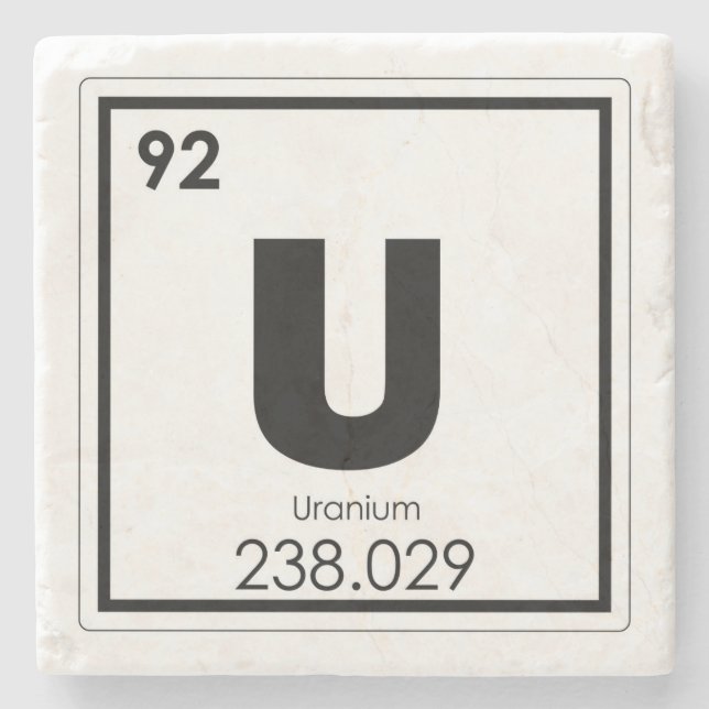 Uranium chemical element symbol chemistry formula stone coaster (Front)