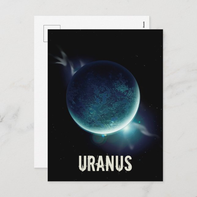Uranus blue planet 3d universe space illustration holiday postcard (Front/Back)