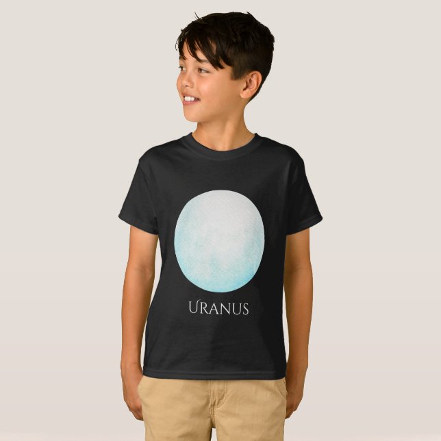 Uranus Planet Watercolor Kid's T T-Shirt (Front Full)