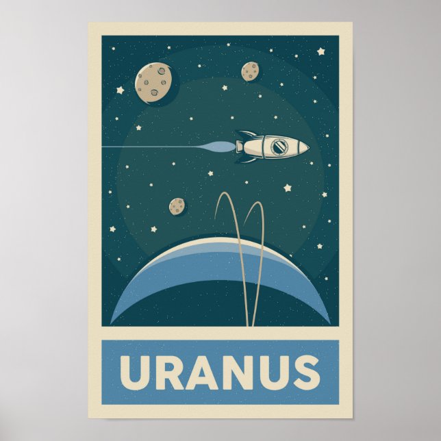 Uranus Retro Galaxy Rocket Poster (Front)