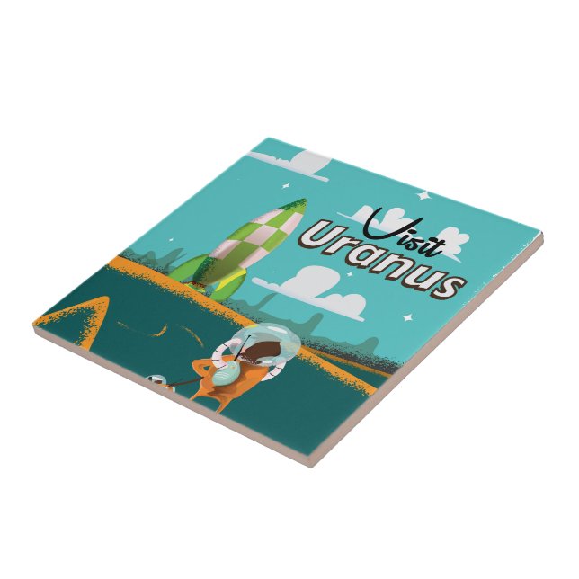 Uranus vintage cartoon Travel Poster Tile (Side)
