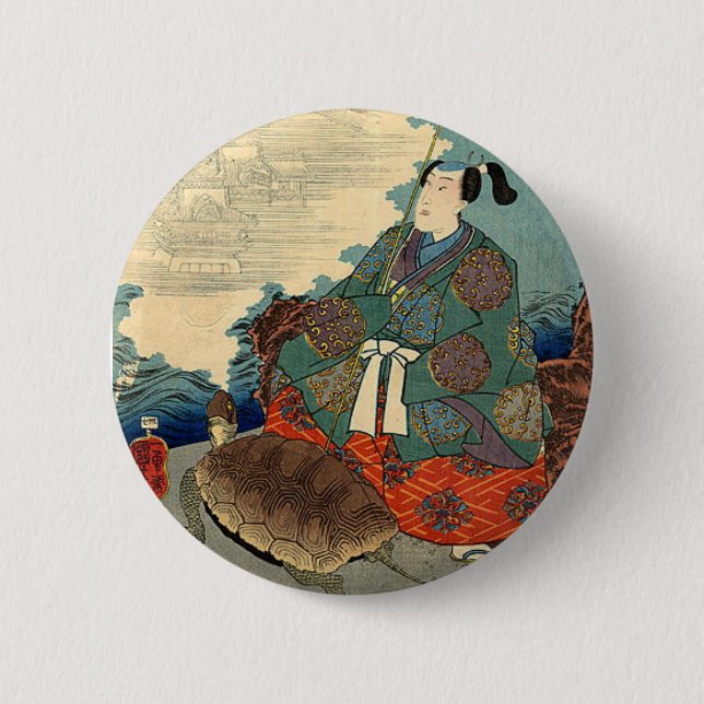 Urashima Taro and the Turtle Japanese Fairy Tale 6 Cm Round Badge (Front)